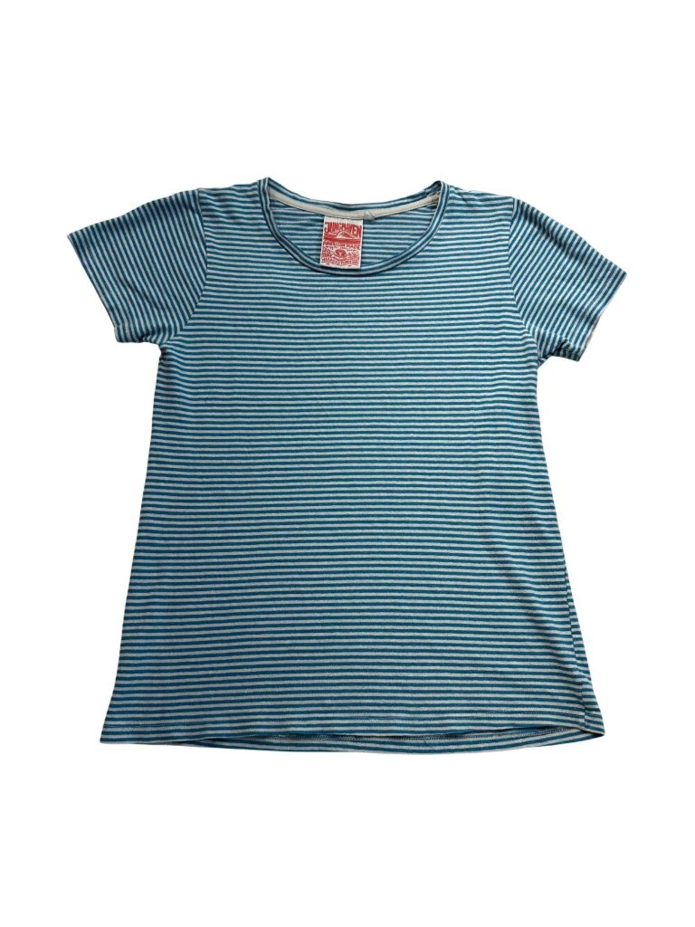 Jungmaven Hemp Organic Cotton T-Shirt Womens Sz M Blue White Striped Breathable
